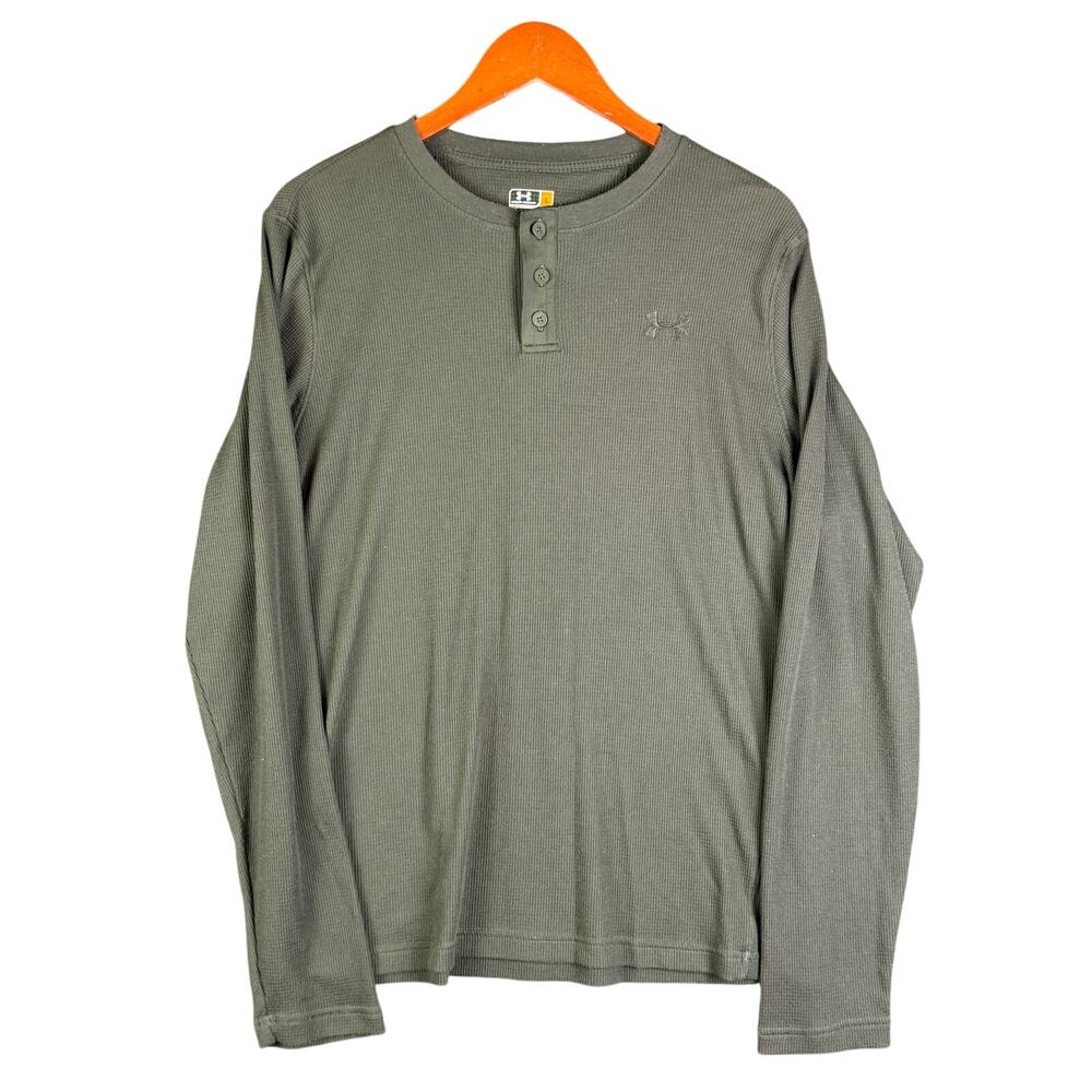 Under Armour Coldgear Loose Expanse Henley Hunting Fishing Green Mens Large EUC